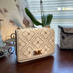 Michel Kors Istanbul White Small Crossbody Bag with Chain Handle